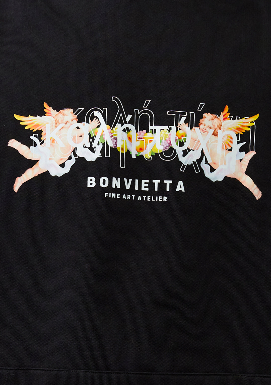 Bonvietta Flying Cherub Hoodie Close Up